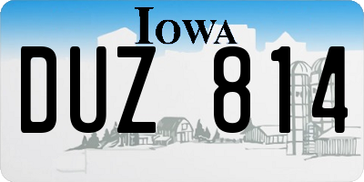 IA license plate DUZ814