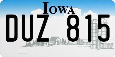 IA license plate DUZ815