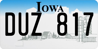 IA license plate DUZ817