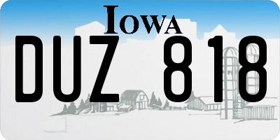 IA license plate DUZ818
