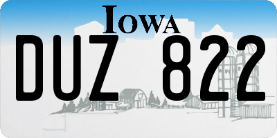 IA license plate DUZ822