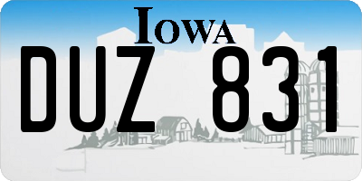 IA license plate DUZ831