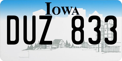 IA license plate DUZ833