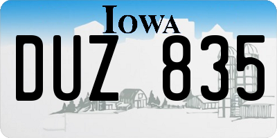 IA license plate DUZ835