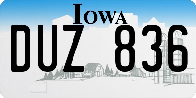 IA license plate DUZ836