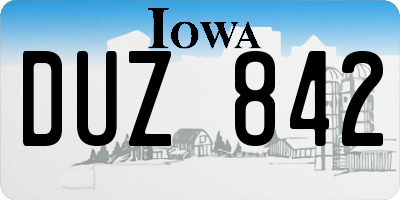 IA license plate DUZ842