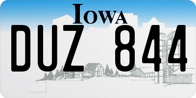 IA license plate DUZ844