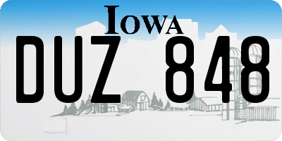 IA license plate DUZ848