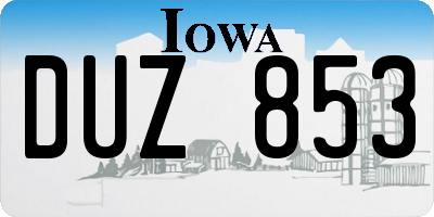 IA license plate DUZ853
