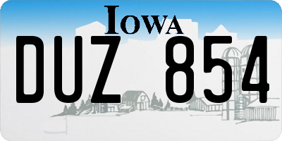 IA license plate DUZ854
