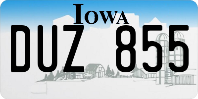 IA license plate DUZ855