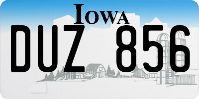 IA license plate DUZ856