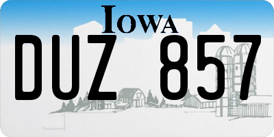 IA license plate DUZ857