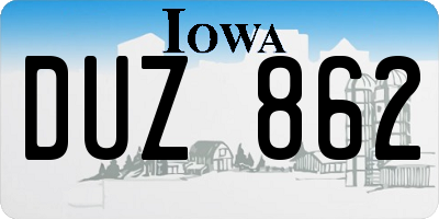 IA license plate DUZ862