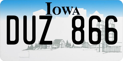 IA license plate DUZ866