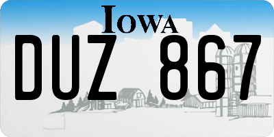 IA license plate DUZ867