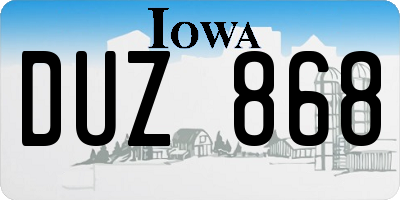 IA license plate DUZ868