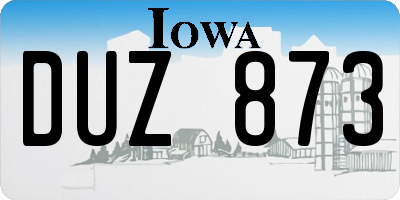 IA license plate DUZ873