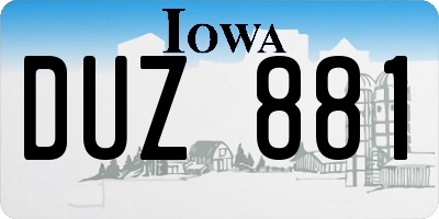 IA license plate DUZ881
