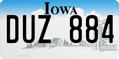 IA license plate DUZ884