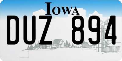 IA license plate DUZ894