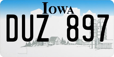 IA license plate DUZ897
