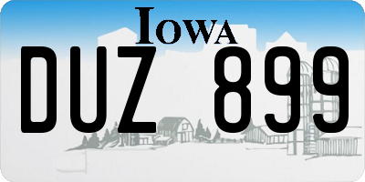 IA license plate DUZ899