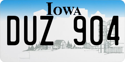IA license plate DUZ904