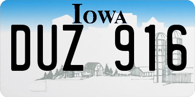 IA license plate DUZ916