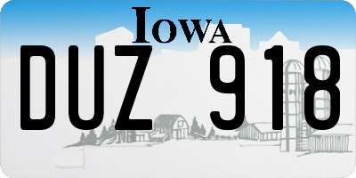 IA license plate DUZ918