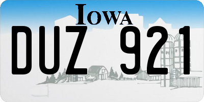 IA license plate DUZ921