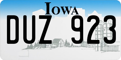IA license plate DUZ923