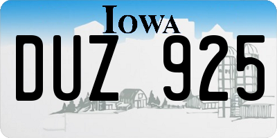 IA license plate DUZ925