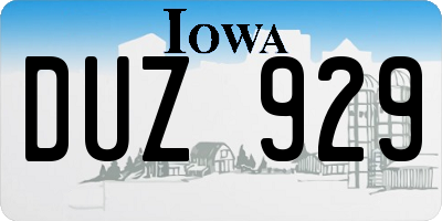 IA license plate DUZ929