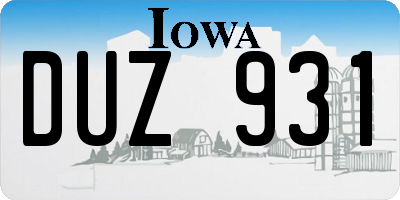 IA license plate DUZ931