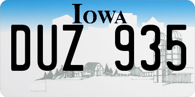 IA license plate DUZ935