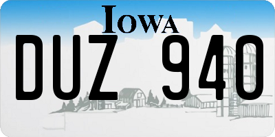 IA license plate DUZ940