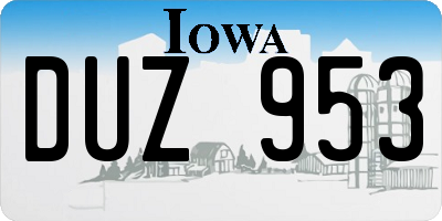 IA license plate DUZ953