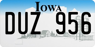 IA license plate DUZ956