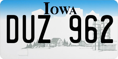IA license plate DUZ962