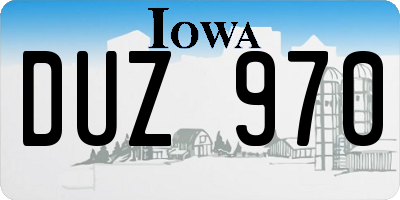 IA license plate DUZ970
