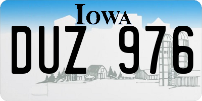 IA license plate DUZ976