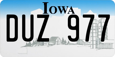 IA license plate DUZ977