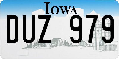 IA license plate DUZ979