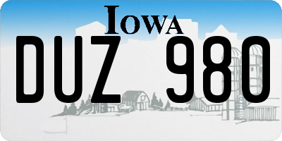 IA license plate DUZ980