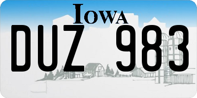 IA license plate DUZ983