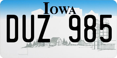 IA license plate DUZ985