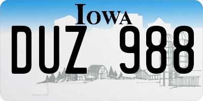 IA license plate DUZ988