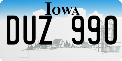 IA license plate DUZ990