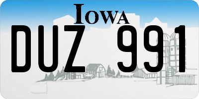 IA license plate DUZ991